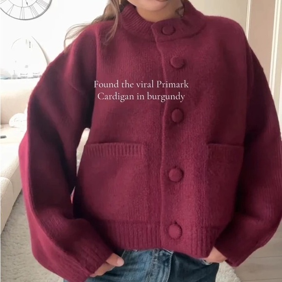 Jackets & Blazers - Burgundy Button-Up Cardigan